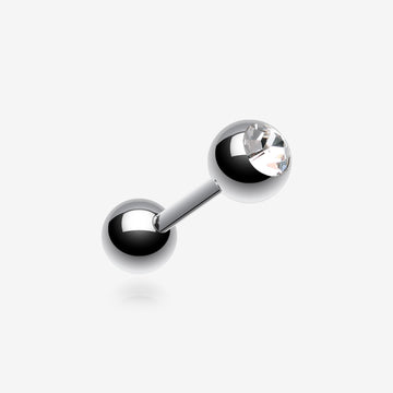 Implant Grade Titanium Internally Threaded Press Fit Gem Ball Barbell-Clear Gem